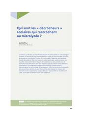 Education & Formations : numéro 104 août 2022 : Varia. article 08, Qui sont les « décrocheurs » scolaires qui raccrochent au microlycée ? / Joël Zaffran | ZAFFRAN, Joël. Auteur