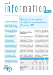 Résultats des brevets de techniciens supérieurs : session 2005 / Bernadette Hée | HEE, Bernadette. Auteur