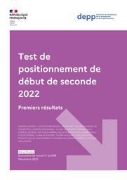 Test de positionnement de début de seconde 2022 : Premiers résultats / Sandra Andreu, Vincent Bernigole, Anaïs Bret, Hélène Durand de Monestrol, Adrien Fernandez, Laure Heidmann, Marina Hick, Aurélie Lacroix, Nathalie Marin, Aicha m’Bafoumou, Audrey Paul, Elodie Persem, Charles Philippe, Thierry Rocher, Guillaume Rue, Franck Salles, Jean-Fabrice Stachowiak, Ronan Vourc’h, Philippe Wuillamier | ANDREU, Sandra. Auteur