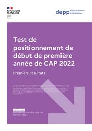 Test de positionnement de début de première année de CAP 2022 : Premiers résultats / Sandra Andreu, Anaïs Bret, Hélène Durand De Monestrol, Laure Heidmann, Aurélie Lacroix, Audrey Leger, Audrey Paul, Elodie Persem, Thierry Rocher, Guillaume Rue, Franck Salles, Virginie Sathicq, Jean-Fabrice Stachowiak, Ronan Vourc’h, Philippe Wuillamier | ANDREU, Sandra. Auteur