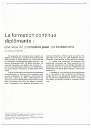 Education & Formations. Article 02, La formation continue diplômante : une voie de promotion pour les techniciens / Catherine Agulhon | AGULHON, Catherine. Auteur