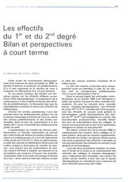 Education & Formations : Qui devient bachelier ? ■ Modes de fréquentation du collège : bilan quantitatif des scolarités d'un échantillon de 20 000 élèves ■ Les actions d'éducation à la santé ■ Les effectifs d'élèves du 1er et du 2nd degré : bilan et perspectives à court terme : 23 : avril-juin 1990. article 04, Les effectifs du 1er et du 2nd degré. Bilan et perspectives à court terme / Bernadette HEE et Bruno LIENSOL | HEE, Bernadette. Auteur