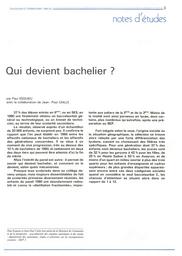 Education & Formations : Qui devient bachelier ? ■ Modes de fréquentation du collège : bilan quantitatif des scolarités d'un échantillon de 20 000 élèves ■ Les actions d'éducation à la santé ■ Les effectifs d'élèves du 1er et du 2nd degré : bilan et perspectives à court terme : 23 : avril-juin 1990. article 01, Qui devient bachelier ? / Paul ESQUIEU avec la collaboration de Jean - Paul CAILLE | CAILLE, Jean-Paul. Auteur