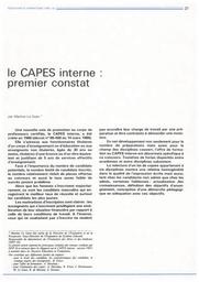 Education & Formations : Evaluer I' écrit à l'école : aspects méthodologiques. ■ Évaluation des productions écrites au CM2. ■ Le CAPES interne premier constat. ■ Évaluation pédagogique en cycle d'insertion professionnelle par alternance. ■ Conditions de vie des moins de 20 ans sans qualification : 20 .- juillet-septembre 1989. article 03, Le CAPES interne : premier constat / Martine Le Guen | LE GUEN, Martine. Auteur