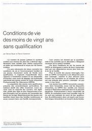 Education & Formations : Evaluer I' écrit à l'école : aspects méthodologiques. ■ Évaluation des productions écrites au CM2. ■ Le CAPES interne premier constat. ■ Évaluation pédagogique en cycle d'insertion professionnelle par alternance. ■ Conditions de vie des moins de 20 ans sans qualification : 20 .- juillet-septembre 1989. article 05, Conditions de vie des moins de vingt ans sans qualification / Denise Bauer et Patrick Dubéchot | BAUER, Denise. Auteur