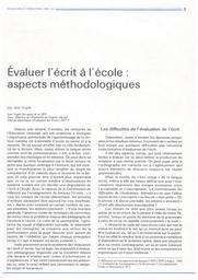 Education & Formations : Evaluer I' écrit à l'école : aspects méthodologiques. ■ Évaluation des productions écrites au CM2. ■ Le CAPES interne premier constat. ■ Évaluation pédagogique en cycle d'insertion professionnelle par alternance. ■ Conditions de vie des moins de 20 ans sans qualification : 20 .- juillet-septembre 1989. article 01, Evaluer l'écrit à l'école : aspects méthodologiques / Jean Vogler | VOGLER, Jean. Auteur