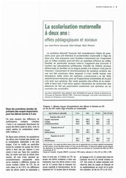 Education & Formations : n° 31 - avril-juin 1992 : La scolarisation maternelle à 2 ans : effets pédagogiques et sociaux ■ Disparités entre collèges publics ■ Variations des performances scolaires et effet d'établissement ■ Académie de Strasbourg : Évolution du système éducatif et insertion professionnelle ■ La rentrée 91 dans le 1er degré : bilan et perspectives pour 92 et 93 ■. article 01, La scolarisation maternelle à deux ans : effets pédagogiques et sociaux / Jean-Pierre Jarousse, Alain Mingat, Marc Richard | JAROUSSE, Jean-Pierre. Auteur