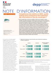 Compétences des adultes en 2023 : quelle maîtrise de la recherche et de l’utilisation des informations à l’ère du numérique ? / Fabrice Murat (DEPP), Elena Reboul et Serena Rosa (DARES) | France. Ministère de l'Education nationale (MEN). Direction de l'évaluation, de la prospective et de la performance (DEPP)