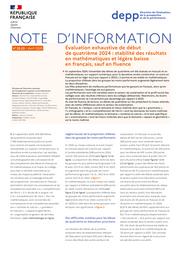 Évaluation exhaustive de début de quatrième 2024 : stabilité des résultats en mathématiques et légère baisse en français, sauf en fluence / Marina Hick, Gwendoline Leourier, Charles Philippe, Vincent Paillet, Hugo Rogie; Sandra Andreu, Agnès Biarrotte-Sorin, Anaïs Bret, François-Xavier Cannes, Hélène de Monestrol, Marguerite Garnero, Charlotte Gill-Sotty, Aurélie Lacroix, Christophe Laskowski, Audrey Léger, Aicha M’Bafoumou, Stéphanie Mas, Élodie Persem, Guillaume Rue, DEPP-B2-1 et B2-2 | HICK, Marina. Auteur