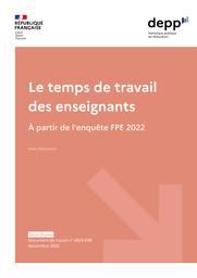 Le  temps de travail des enseignants à partir de l’enquête FPE 2022